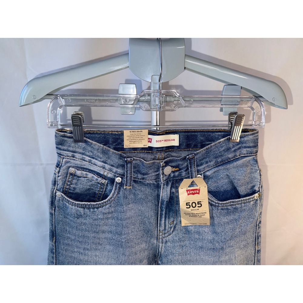 Levis 505 Regular Straight Leg Jeans Light Wash Denim Size 10 Reg 25x25 NWT - Picture 3 of 9